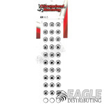 Mini Race numbers White Circle Black Number 11-20-CR152
