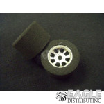 1/8 x 27mm x 18mm Silver Nascar Rear Wheels w/Nat. Foam Tires