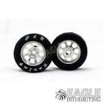 1/8 x 27mm x 12mm Silver Nascar Front Wheels w/Rubber Tires