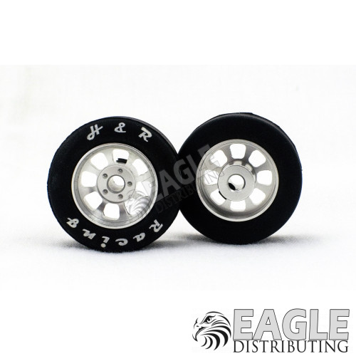 1/8 x 27mm x 12mm Silver Nascar Front Wheels w/Rubber Tires-HR1105