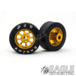 1/8 x 27mm x 12mm Gold Nascar Front Wheels w/Rubber Tires