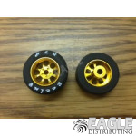 1/8 x 27mm x 12mm Gold Nascar Front Wheels w/Silicone Tires-HR1114