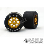 1/8 x 27mm x 18mm Gold Nascar Rear Wheels w/Rubber Tires