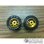 1/8 x 27mm x 18mm Gold Nascar Rear Wheels w/Silicone Tires-HR1116