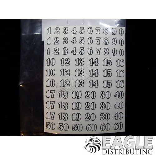 Race Number Decals - White Numbers
