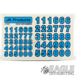 Race Car Numbers Blue Sticker Sheet-JK2003STBL