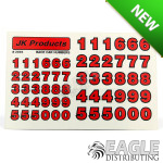 Race Car Numbers Red Sticker Sheet