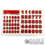 Race Car Numbers Red Sticker Sheet-JK2003STR