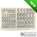 Race Car Numbers White Sticker Sheet