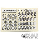 Race Car Numbers White Sticker Sheet