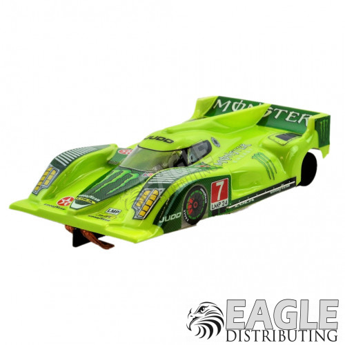 1:24 Scale RTR, 4" Cheetah 21 Chassis, Hawk 7, 64 Pitch, LMP, Lola B12 Custom Body, Green Monster Energy #7 Livery-JK20417162I