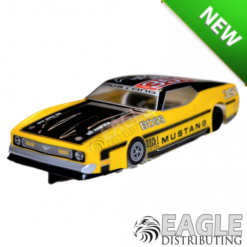 1:24 Scale RTR, 4" Cheetah 21 Chassis, Hawk 7, 64 Pitch, Vintage, 71 Ford Mustang Custom Body, Boss 351 Livery