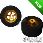 1-1/16"D 0.500"W 0.620"TW 3/32"A 5-Spoke 3D Rear Drag Wheel, Gold (pr)