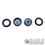 .050 x 3/8 x 1/16 Gunmetal Star Wheelie Wheel Kit