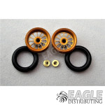 3/8 x 1/16 Gold Turbine Wheelie Wheels