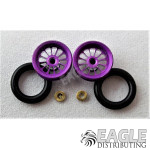 .050 x 3/8 x 1/16 Purple Turbine Wheelie Wheel Kit