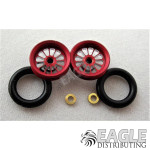 3/8 x 1/16 Red Turbine Wheelie Wheels