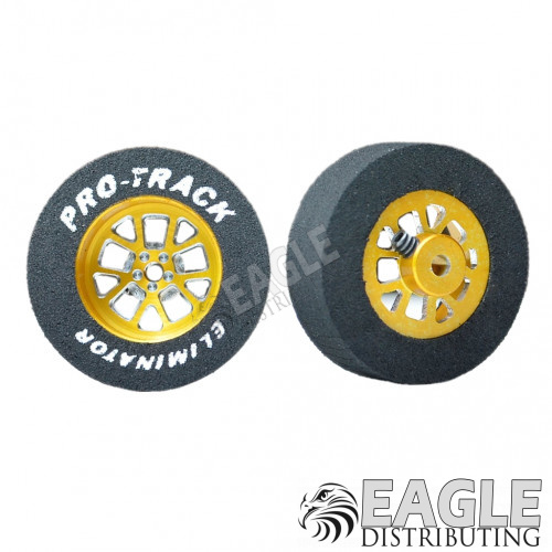 3/32 x 1 1/16 x .300 Gold Bulldog Drag Rear Wheels with Nat. Rubber Tires-PRON401MG
