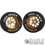 3/32 x 1 1/16 x .435 Gold Bulldog Drag Rear Wheels with Nat. Rubber Tires